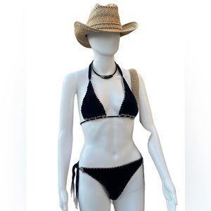 Handmade Velvet Bikini with beautiful stitch work | Midnight Blue